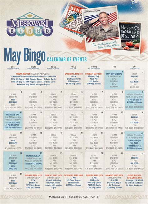 Meskwaki Casino Bingo Calendar